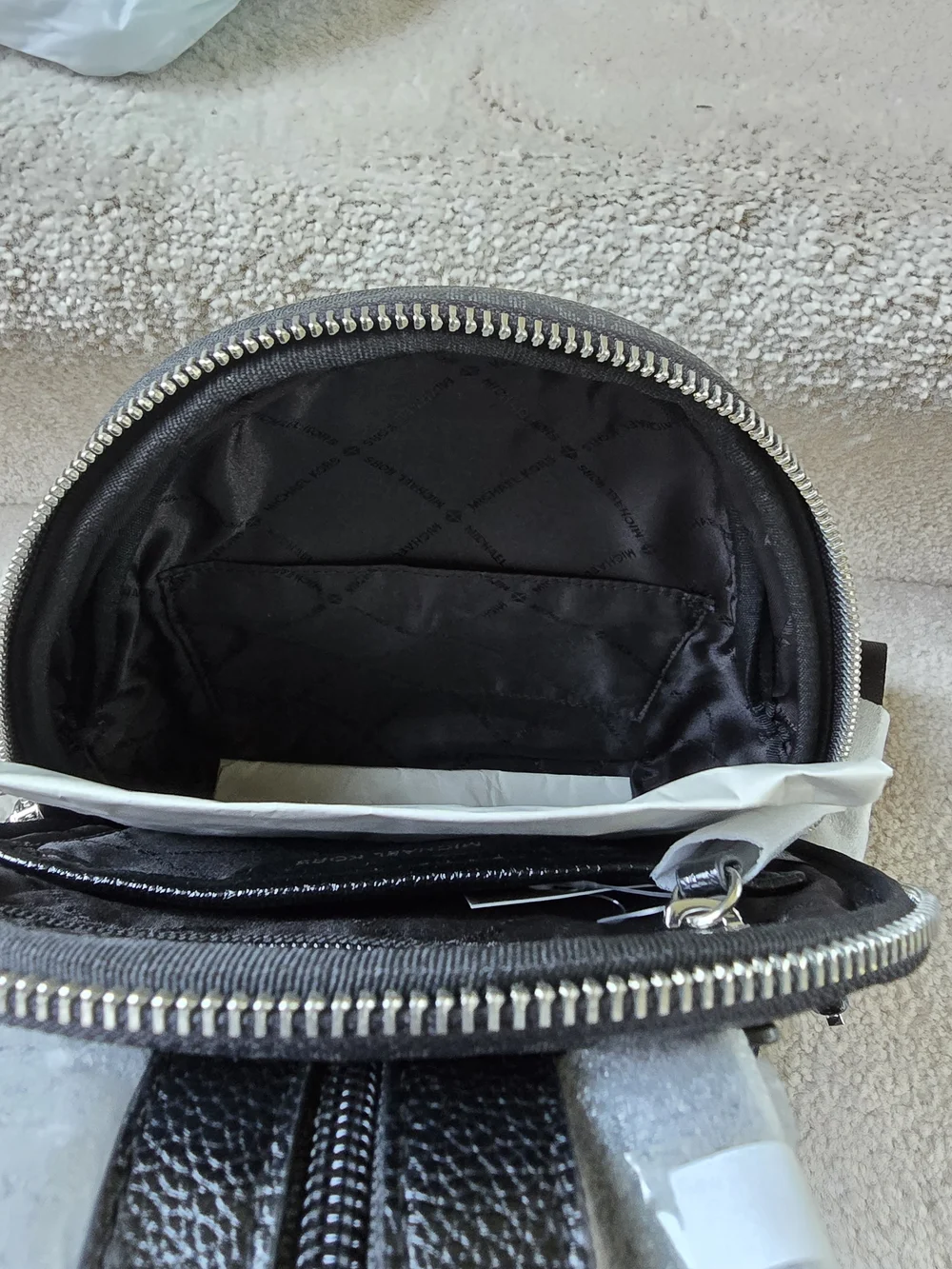 Michael Kors Small Monogram Logo Backpack in Charcoal Black